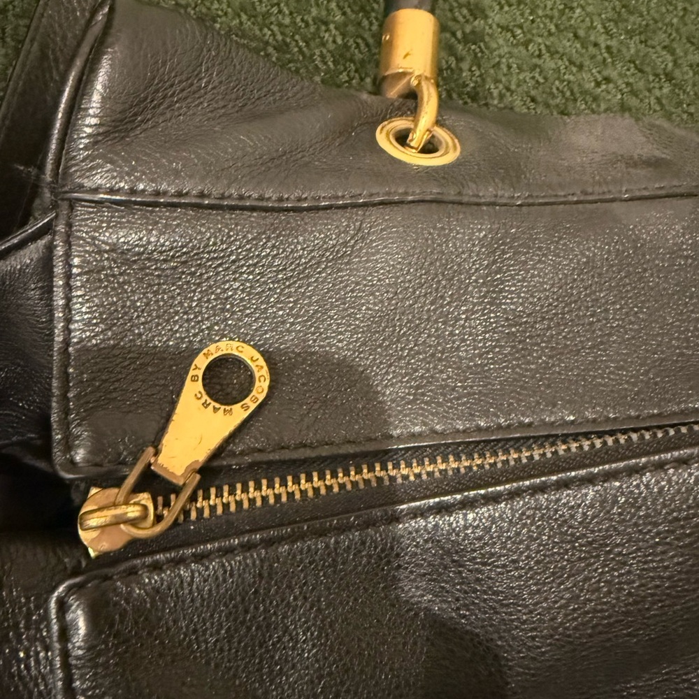Marc Jacobs Pebbled Leather Double Handles Zipper Satchel Shoulder crossbody - Picture 9 of 17